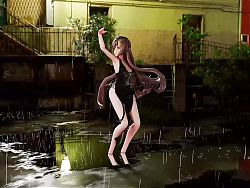 Bingtang - Sexy Black Dress Dancing With Rain