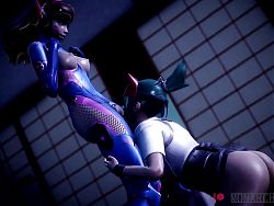 Overwatch D Va and Kiriko lesbian ass fingering pussy by Monarchnsfw (animation with sound) 3D Hentai Porn SFM