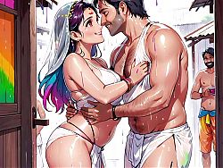 AI Generated Uncensored Anime Images Of Hot Indin Women Playing Naughty Holi